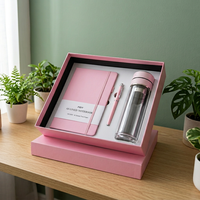 Coffret Cadeau Best-Seller Carnet A5 Effet Cuir avec Bouteille en Verre à Double Paroi et Stylo pour Usage Professionnel, Corporatif et Clients B2B