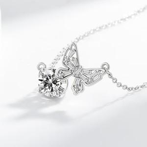 LT-140 romantique pendentif en <span class=keywords><strong>argent</strong></span> <span class=keywords><strong>collier</strong></span> pour femmes Simple polyvalent tour de cou clavicule chaîne coloré Zircon papillon amant Fine - Product Image 5