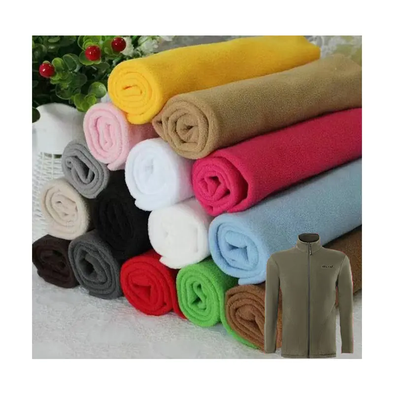 Wholesale solid color 180gsm double brush double polar fleece hoodie vest coat knitted flannel fabric