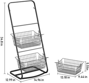 3 Tier Market Basket Storage Basket Organizer / Fruit Vegetable Produce Metal Hanging Storage Bin / kitchen organizer