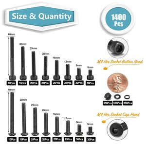 Kit de Pernos Hexagonales M4, 1400 Piezas, M4x6mm-40mm, Grado 10.9 12.9, Acero Aleado para Uso en Construcción - Product Image 5