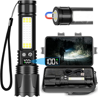 Lampe torche tactique LED haute puissance, longue portée, zoomable, étanche, rechargeable, portable, lampe torche tactique d'urgence pour l'extérieur
