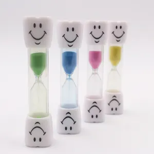 Penjualan laris 2024 hadiah promosi gigi murah untuk dokter sikat gigi 3 menit waktu pasir wajah tersenyum jam pasir