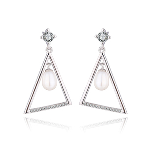 Kammy 6-6.5mm Triangle Élégant Naturel Perle D'eau Douce Boucle D'oreille En Argent Sterling Fine Jewelry 925 Boucles D'oreilles pour Femmes - Product Image 4