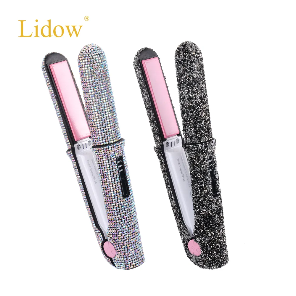 LIDOW Crystal Diamond Professional Hair Straightener wireless hair straightener Flat Iron with 4800mA Battery