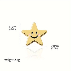 Pin de Solapa de Metal Personalizado al por Mayor, de Buena Calidad, Venta Directa de Fábrica en China, Diseñ<span class=keywords><strong>o</strong></span> Kawaii de Carita Sonriente, Estrella de Esmalte - Product Image 4