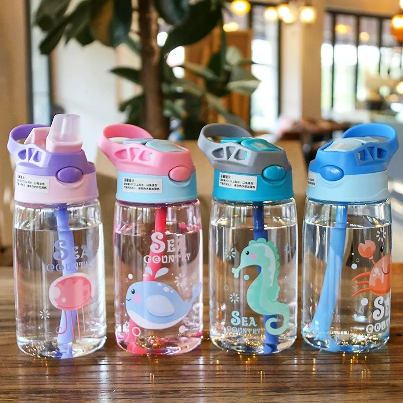 Kids Water Sippy Cup Creative Cartoon Baby Feeding Cups with Straws Leakproof Water Bottles Outdoor Portable Children's Cups