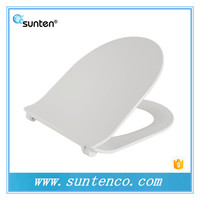 Siège de toilette Sunten SU014 Easy Clean, haute résistance, antibactérien, ultra fin, en forme de D, avec système de déverrouillage rapide à un bouton, couvercle WC