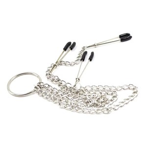 Jouet BDSM pour adultes : pince à tétons avec longue chaîne et trois têtes pour femmes et couples, jeu coquin en fer/étain ou ruban - Product Image 5
