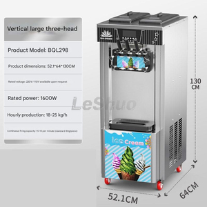 Máquina de Helado Suave Comercial de Acero Inoxidable de 3 Sabores, Automática, con 220v para Ingredientes de Leche, Agua y Chocolate, BQL-28 I - Product Image 5