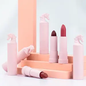 Oem Professional Lipsticks Pink Tube Natural Vegan Cosmetic Waterproof Long Lasting Custom Logo Matte 14 Colors Lipstick