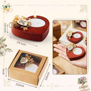 Recuerdos de Boda Ecológicos Modernos al por Mayor, Portavelas de Madera Hechos a Mano con Forma de Corazón, Grabados, Regalos Empresariales - Product Image 2