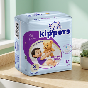 Couches jetables Kippers pour bébé, taille 3, protection anti-fuites, douces, respirantes, haute absorption, paquet de 17 pièces pour usage quotidien, pour approvisionnement en gros - Product Image 2