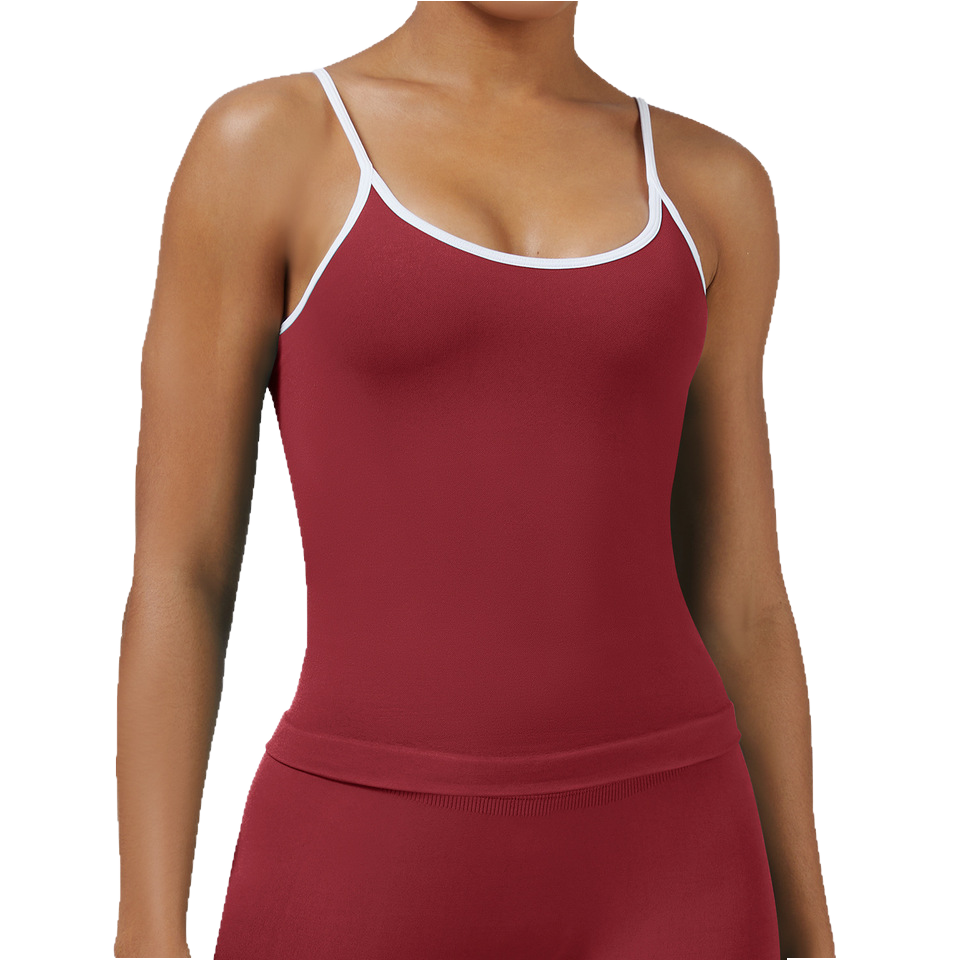 Women's Breathable Cross-Backless Yoga Fitness Vest Sports Top with Color-Block Spandex Simple Fashion Running Sports Sets
