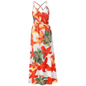 2025 New Fashion Sexy V-neck Boho Holiday <b>Beach</b> Summer <b>Dresses</b> Floral Printed Cross Slip <b>Long</b> <b>Dress</b> Sleeveless Casual <b>Dress</b> - Product Image 2