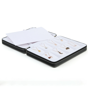 <b>Plastic</b> <b>Pocket</b> 2-Panel Bracelet Portable up Velvet Zip Around High Travel End Leather Commercial Jewelry Organizer - Product Image 4