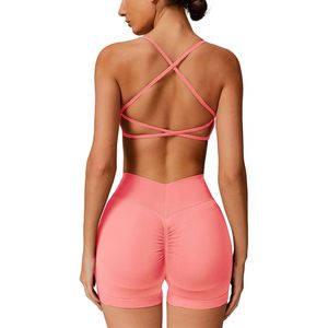 Conjunto Deportivo de 2 Piezas para Mujer: Sujetador Deportivo con Espalda Cruzada y Shorts de Cintura Alta con Efecto Levanta Glúteos para Yoga - Product Image 1