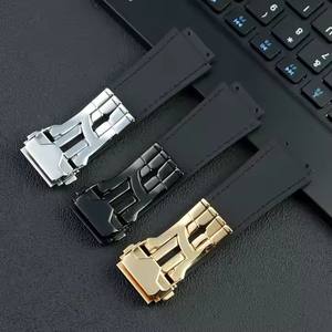 Bracelet de <span class=keywords><strong>montre</strong></span> en cuir de vache véritable neuf pour <span class=keywords><strong>homme</strong></span>, 25*19mm, marron noir, pour bracelet H Ublot BIGB ANG, fermoir en acier inoxydable, bracelet en caoutchouc - Product Image 5