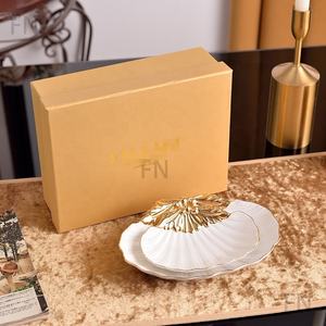 Assiettes à fruits en céramique dorée très vendues, peintes à la main, de luxe, pour noix - Product Image 4