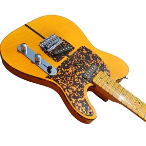 Prince HS Anderson Hohner Madcatt Mad Cat Telee Amber Yellow Flame Maple Top Electric Guitar Leopard Pickguard Body Binding