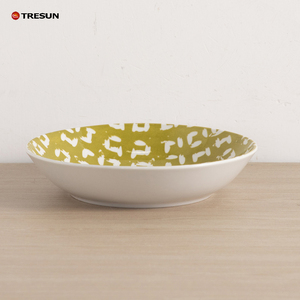 Wholesale Reusable White Porcelain Yellow Pattern Plate and <b>Bowl</b> Set <b>Microwave</b> Safe Western Food Family Party Tableware - Product Image 3