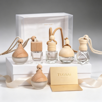 Offre Spéciale – Flacon diffuseur de parfum en verre de 10 ml pour voiture avec bouchon en bois et joint à vis, désodorisant suspendu à surface sérigraphiée