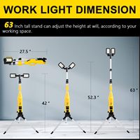 Lampu Kerja LED Isi Ulang 8000 Lumen dengan Penyangga, Lampu Kerja Nirkabel Portabel dengan 2 Lampu LED yang Dapat Disesuaikan dan Bertenaga