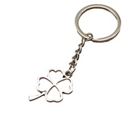 Dört Yapraklı Yonca Anahtarlık, 31x30mm, Cilalı Metal Minimalist Hediyelik Eşya, Altın ve Gümüş