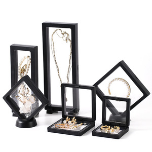 Jewelry Display Box Transparent Floating Storage For Bracelet Necklace Hair Accessories Anti Oxidation Dustproof Black White - Product Image 3
