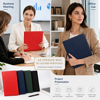 En stock, directement de l'usine, porte-documents en cuir PU ciré A4, plusieurs couleurs pour les professionnels, les réunions d'affaires, les présentations