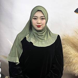 Meilleure vente à la mode malaisienne arabe polyester froissé mousseline de soie Abaya femmes Hijab écharpe robe musulmane élégant ethnique Bandana - Product Image 2