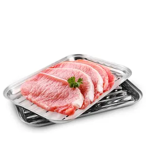 Rectangle Barbecue Grill Pan Perforated Fish BBQ Grill Pans Stainless Steel Pan