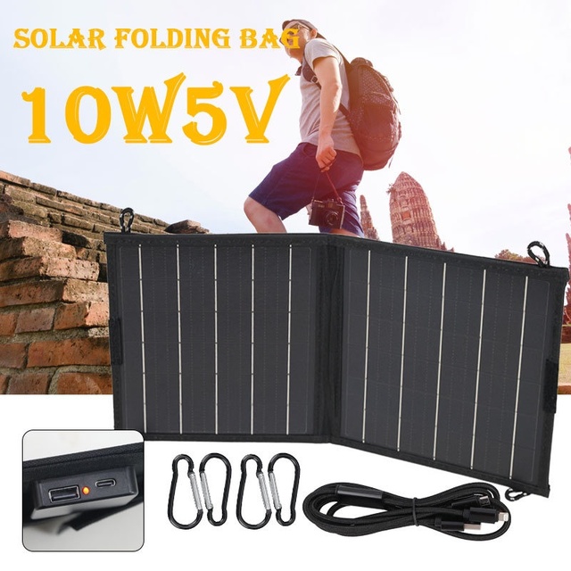 Portable Monocrystalline Solar Panel Charger USB 5VFoldable Solar Panel for Mobile Phone Charging Power Bank for Hiking Camping