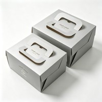 Boîte à gâteau personnalisée imprimée en couleur avec fenêtre, logo et poignée, emballage en papier pour desserts à emporter