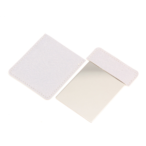 Textured PU Leather Unbreakable Stainless Steel Pocket <b>Mirror</b> Stitching Pouch Credit Card Size Cute Sticker Makeup <b>Mirror</b> - Product Image 1