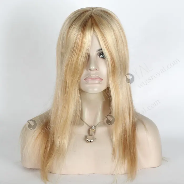 Luxury Fast Shipping Stock 14 Inch 100 Percent Human Hair Noble Wigs Stunning 613 Blonde with Brown Highlights Wig