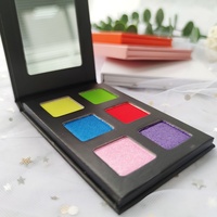 Palette de fards à paupières carrée 6 couleurs DIY, étanche, à marque privée, finitions scintillantes, mates et pailletées, pour créer vos propres fards à paupières, vente en gros