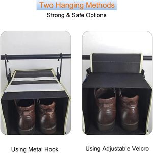 1 Pack Hanging <b>Shoe</b> Organizer 8 Shelf With Side Pockets For Closet <b>Storage</b> Behind Door Wall Mount Hook Type - Product Image 3