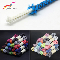 Lacets de chaussures personnalisés réfléchissants en polyester de 4,5 mm, 120 cm, avec emballage en tube à essai en plastique