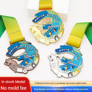 Médailles en alliage de zinc de médaille de sport de natation personnalisées par honneur de cristal avec le ruban - Product Image 4