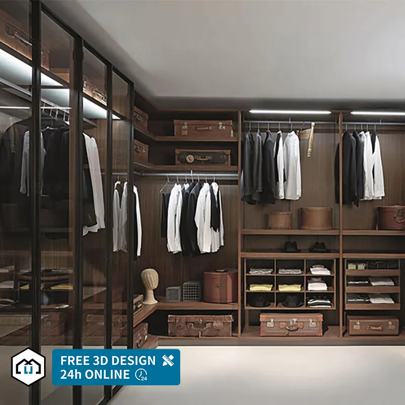 أحدث الحديثة أثاث خشبي الملابس المشي في خزانة ثياب بغرفة النوم تصميم