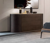 Commode de chambre à coucher de luxe moderne et minimaliste à 4 tiroirs, buffet en acier inoxydable, armoire de salon en placage de noyer