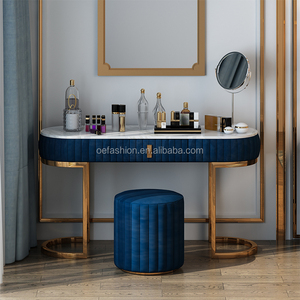 OE-FASHION Coiffeuse élégante de style victorien moderne de couleur bleue - Product Image 3
