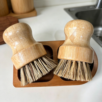 Brosse à vaisselle en bois, bambou, sisal, fibre de coco, à manche court, pour le nettoyage de la cuisine, brosse à vaisselle en bambou, éponge à récurer les casseroles domestiques