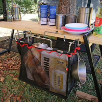 Table de pique-nique extérieure multifonctionnelle moderne en métal avec support pour sac poubelle et support pour poubelle pour le camping