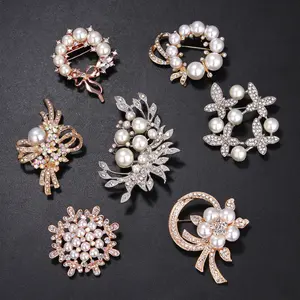 Joyería fina de moda de lujo plata personalizada animal circón perlas mariposa alfileres broches para mujeres broche precio de fábrica barato