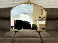 Miroir vintage Art Déco doré 24 x 36 avec cadre entièrement métallique et verre, fait main, léger, pour décoration murale