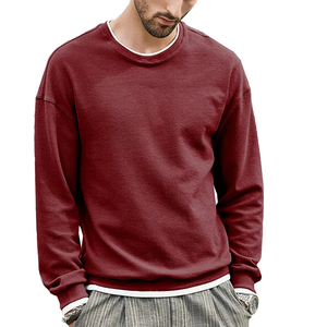 Pull-over à col rond en polyester respirant confortable et pur de couleur unie personnalisée T-shirt à capuche à manches longues - Product Image 3