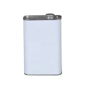 white 1L square tin can, 1 ltr F Style Metal can with screw top lid for motor oil and engine oil packing