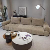 Ensemble de canapé de salon en tissu de style rétro français moderne, crème, pour hôtel, appartement, maison